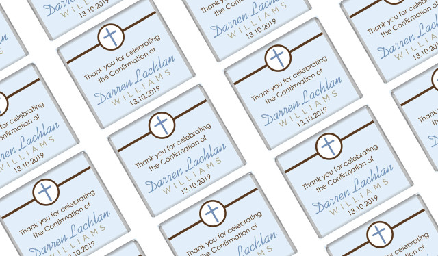 Cross Blue Personalised Confirmation Mini Chocolates