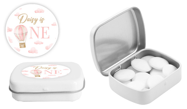 Hot Air Balloon Personalised 1st Birthday Mint Tin