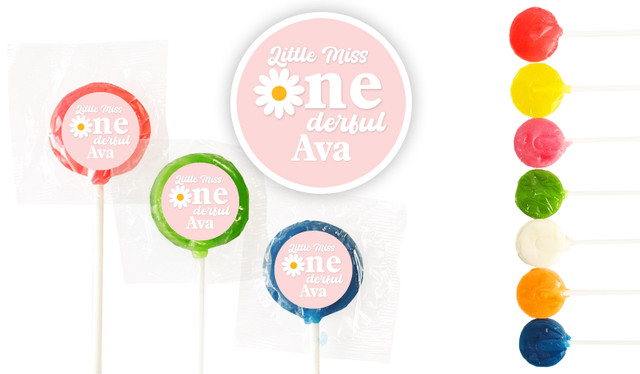 Little Miss Onederful Personalised 1st Birthday 3cm Mini Lollipops