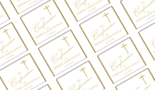 Gold Writing Personalised Confirmation Mini Chocolates