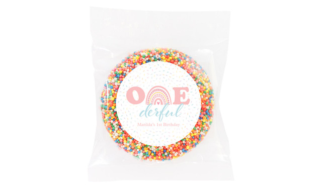 Oneder Rainbow Personalised 1st Birthday Giant Chocolate Freckle