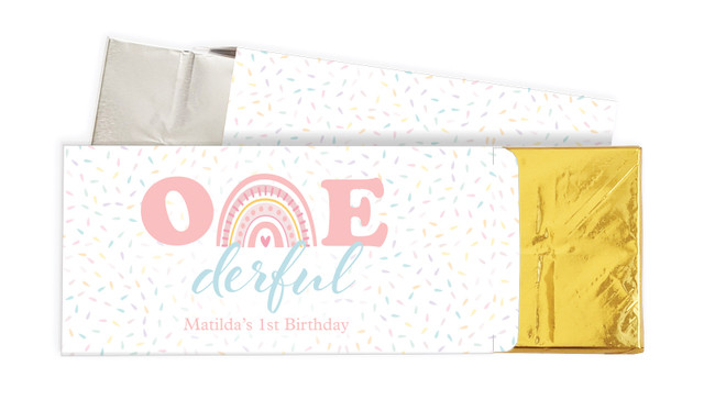Oneder Rainbow Personalised 1st Birthday Chocolate Bar In A Box