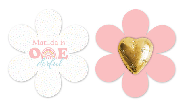 Oneder Rainbow Personalised 1st Birthday Flower Shaped Card