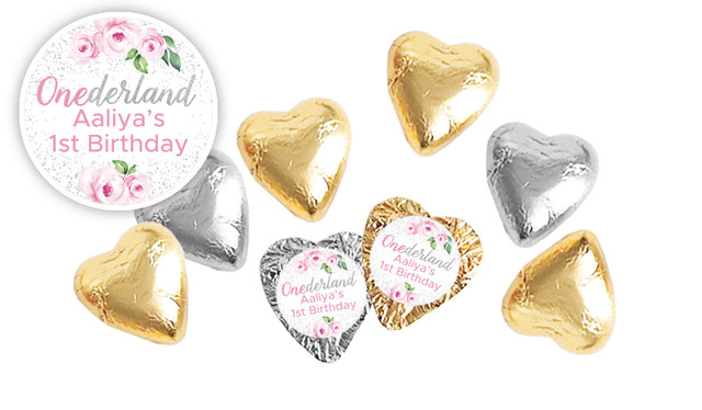 Onederful Personalised 1st Birthday Foil Chocolate Hearts