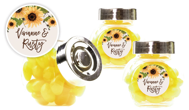 Rustic Sunflower Wedding Personalised Mini Candy Jar