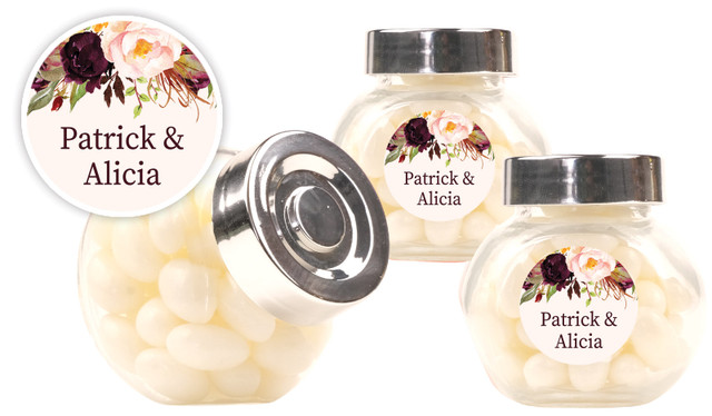 Hanging Flowers Wedding Personalised Mini Candy Jar