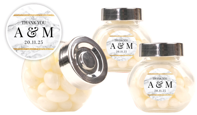 Marble Gold Frame Wedding Personalised Mini Candy Jar