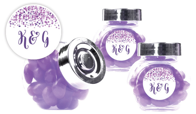 Confetti Purple Wedding Personalised Mini Candy Jar