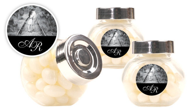 Add A Photo Black Wedding Personalised Mini Candy Jar