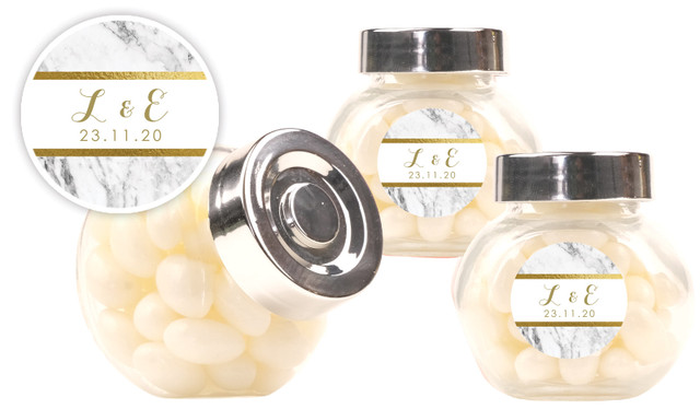 Marble & Gold Wedding Personalised Mini Candy Jar