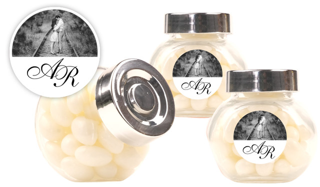 Add A Photo White Wedding Personalised Mini Candy Jar