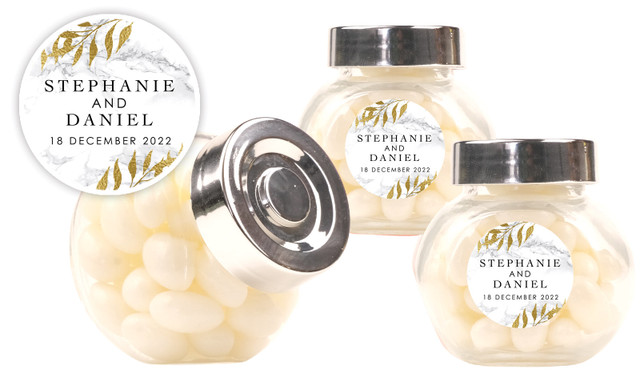 Marble & Fern Wedding Personalised Mini Candy Jar