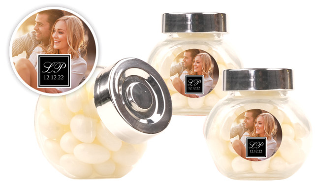 A Photo With Square Wedding Personalised Mini Candy Jar