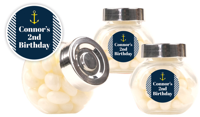 Gold Marine Nautical Wedding Personalised Mini Candy Jar