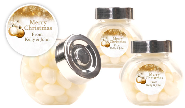 Bronzed Baubles Christmas Personalised Mini Candy Jar