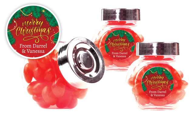Red Festive Christmas Personalised Mini Candy Jar