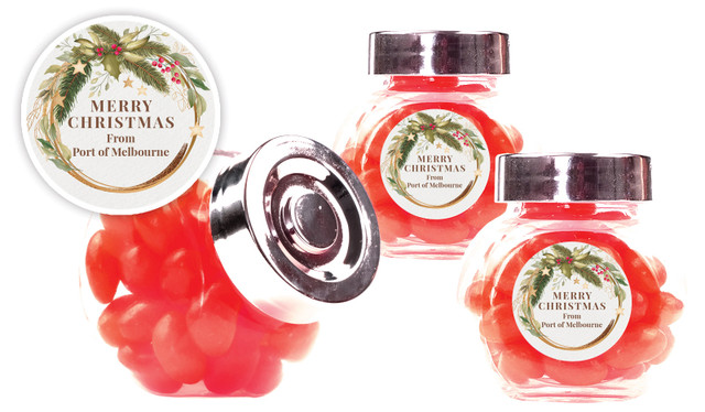 Golden Wreath Christmas Personalised Mini Candy Jar