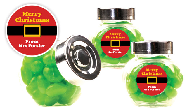 Santa Belt Christmas Personalised Mini Candy Jar