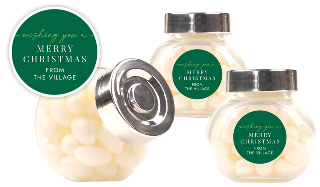 Flowing Green Christmas Personalised Mini Candy Jar