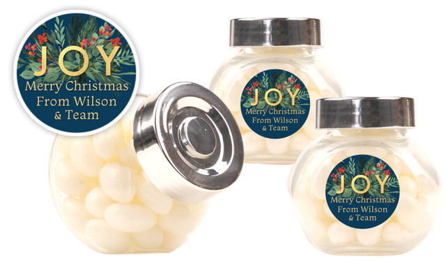Joy Christmas Personalised Mini Candy Jar