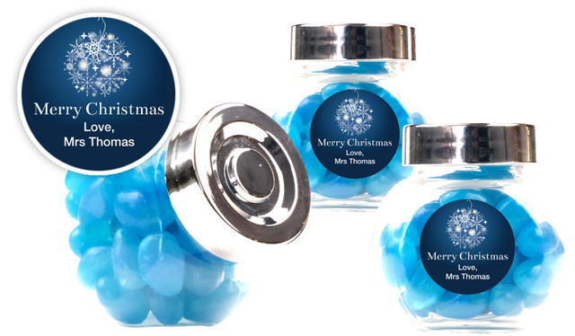 Blue Ornament Christmas Personalised Mini Candy Jar
