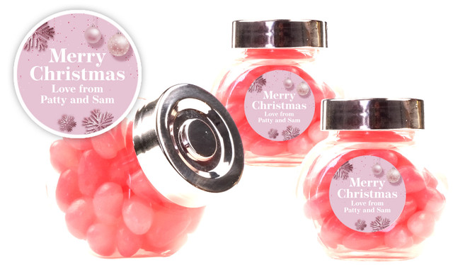 Pink Christmas Christmas Personalised Mini Candy Jar