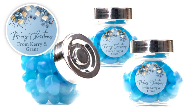 Baby Blue Christmas Personalised Mini Candy Jar