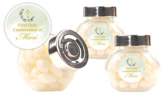 Greenery Hoop Communion Personalised Mini Candy Jar