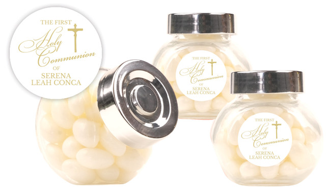 Gold Writing Communion Personalised Mini Candy Jar