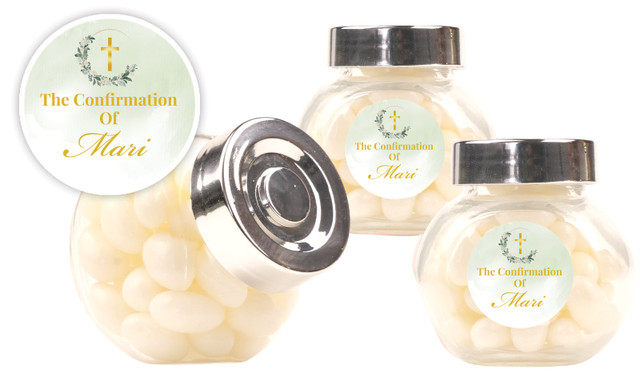 Greenery Hoop Confirmation Personalised Mini Candy Jar