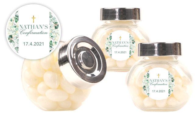 Eucalyptus Watercolour Confirmation Personalised Mini Candy Jar