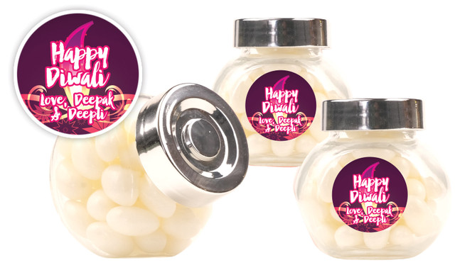 Abstract Flame Diwali Personalised Mini Candy Jar