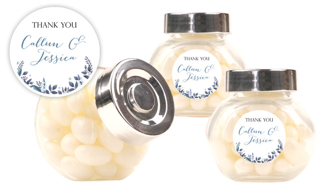 Blue Floral Engagement Personalised Mini Candy Jar