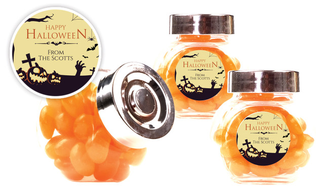 Graveyard Pumpkins Halloween Personalised Mini Candy Jar