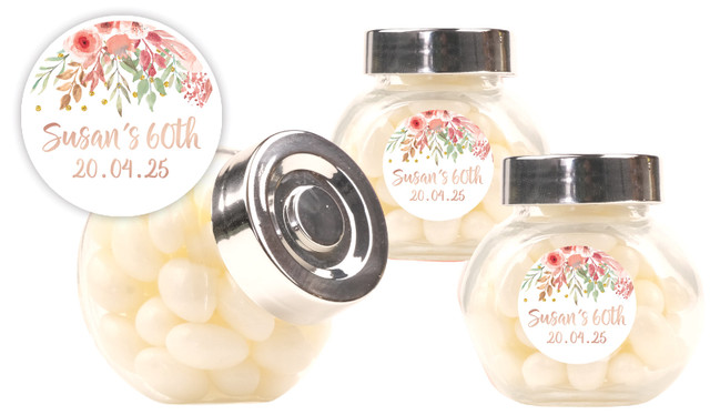 Peach Floral Personalised Mini Candy Jar