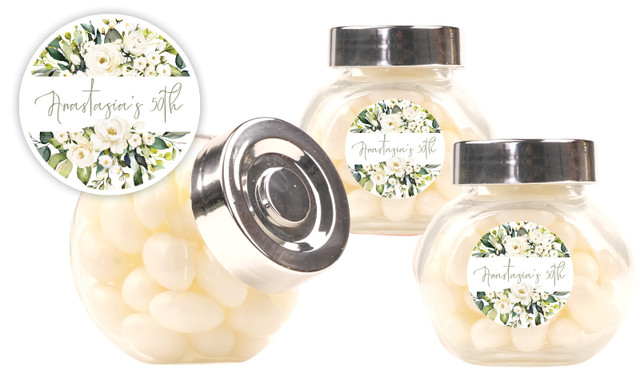 White Roses Personalised Mini Candy Jar
