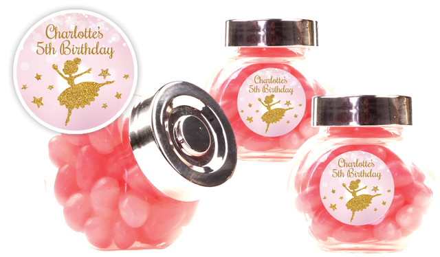 Golden Ballerina Kids Party Personalised Mini Candy Jar