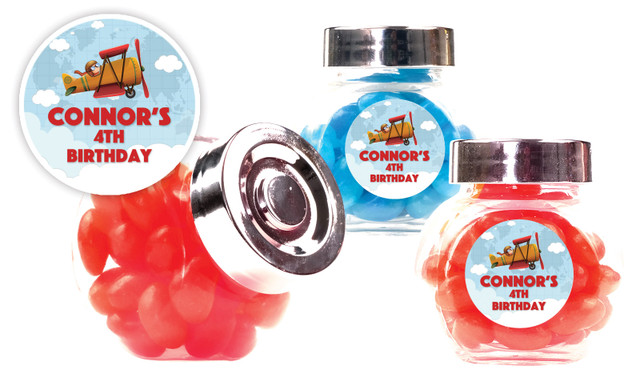 Aeroplane Kids Party Personalised Mini Candy Jar