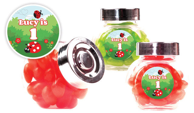 Lady Bug Kids Party Personalised Mini Candy Jar
