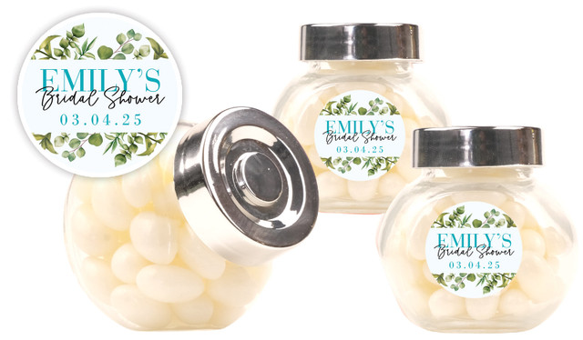 Eucalyptus Bridal Shower Personalised Mini Candy Jar