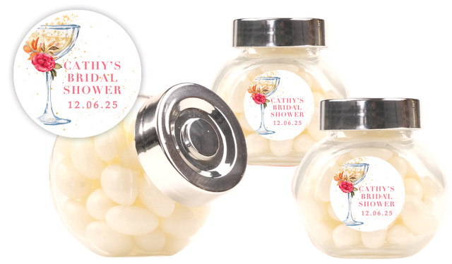 Floral Glass Bridal Shower Personalised Mini Candy Jar