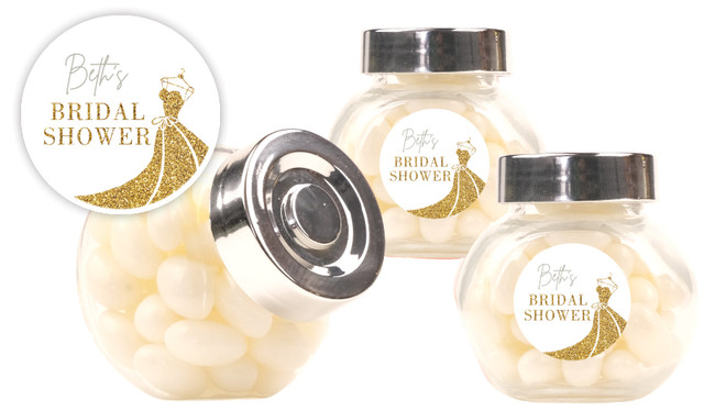 Glitter Dress Bridal Shower Personalised Mini Candy Jar