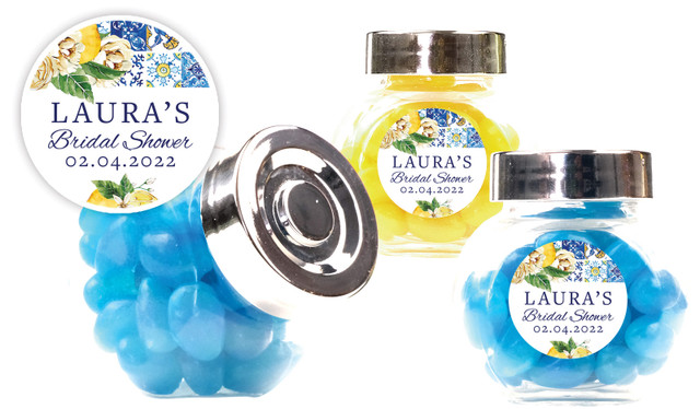Mediterranean Bridal Shower Personalised Mini Candy Jar