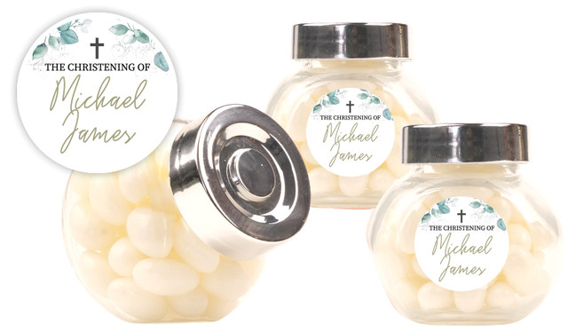 Dream Leaves Christening Personalised Mini Candy Jar