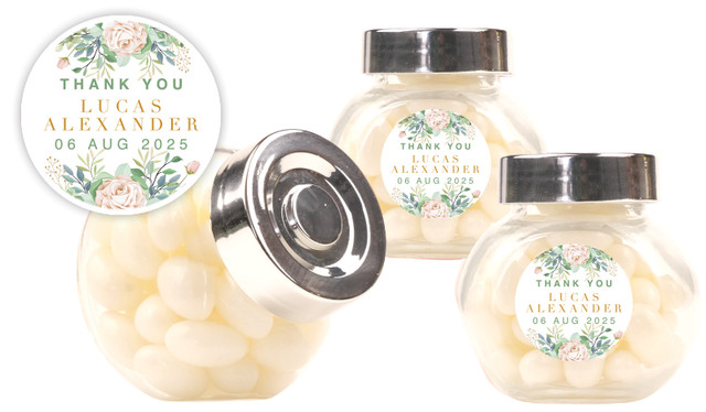 Leaves Photo Christening Personalised Mini Candy Jar