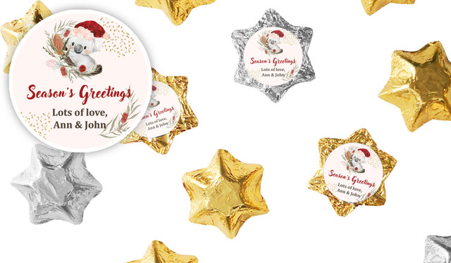 Koala Christmas Personalised Chocolate Stars