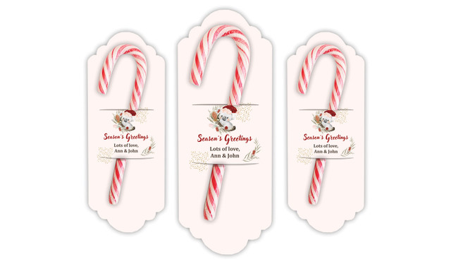 Koala Christmas Personalised Candy Cane Card