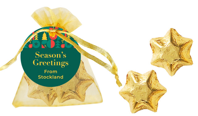 Bright And Merry Christmas Organza Bag With Swing Tag