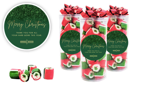 Glitter Christmas Personalised Custom Rock Candy Tube