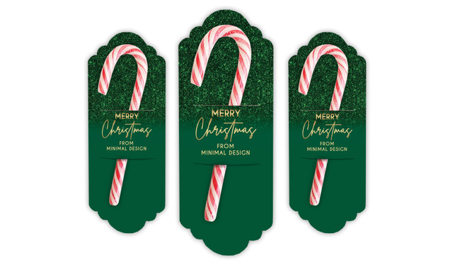 Glitter Christmas Personalised Candy Cane Card